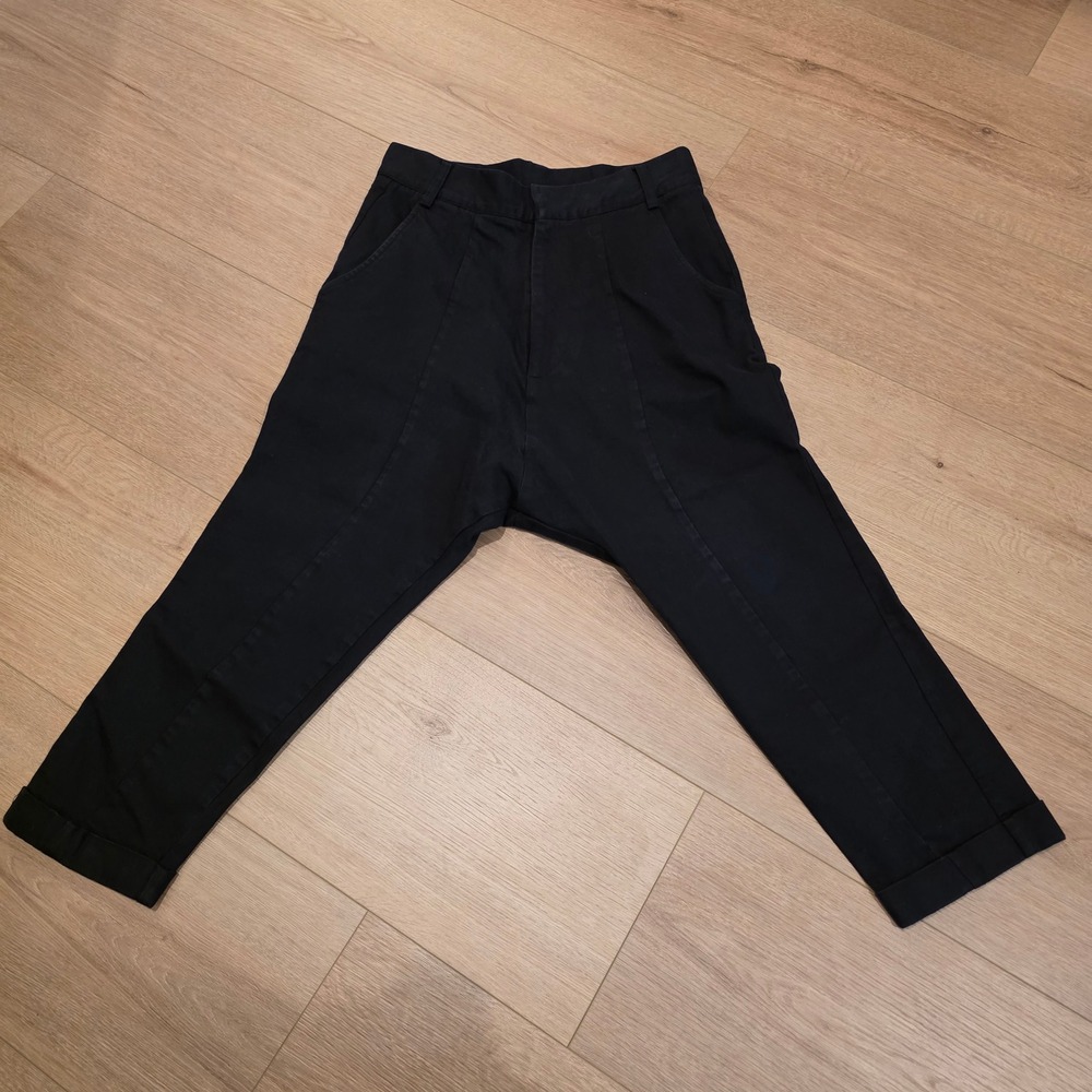 Army of Me Mens AW19 Black Drop Crotch Paneled Cropped Trousers Size 30